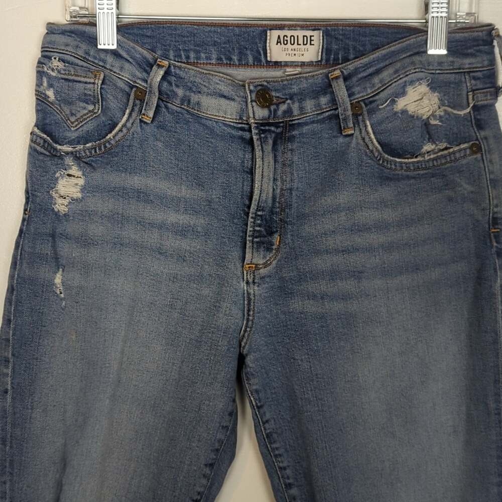 Agolde Distressed High Rise Cropped Jeans - Picture 3 of 12